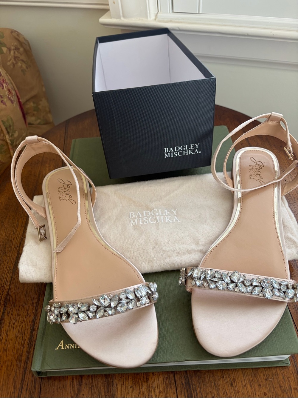 Badgley Mischka Jeweled Ankle-Strap Sandals